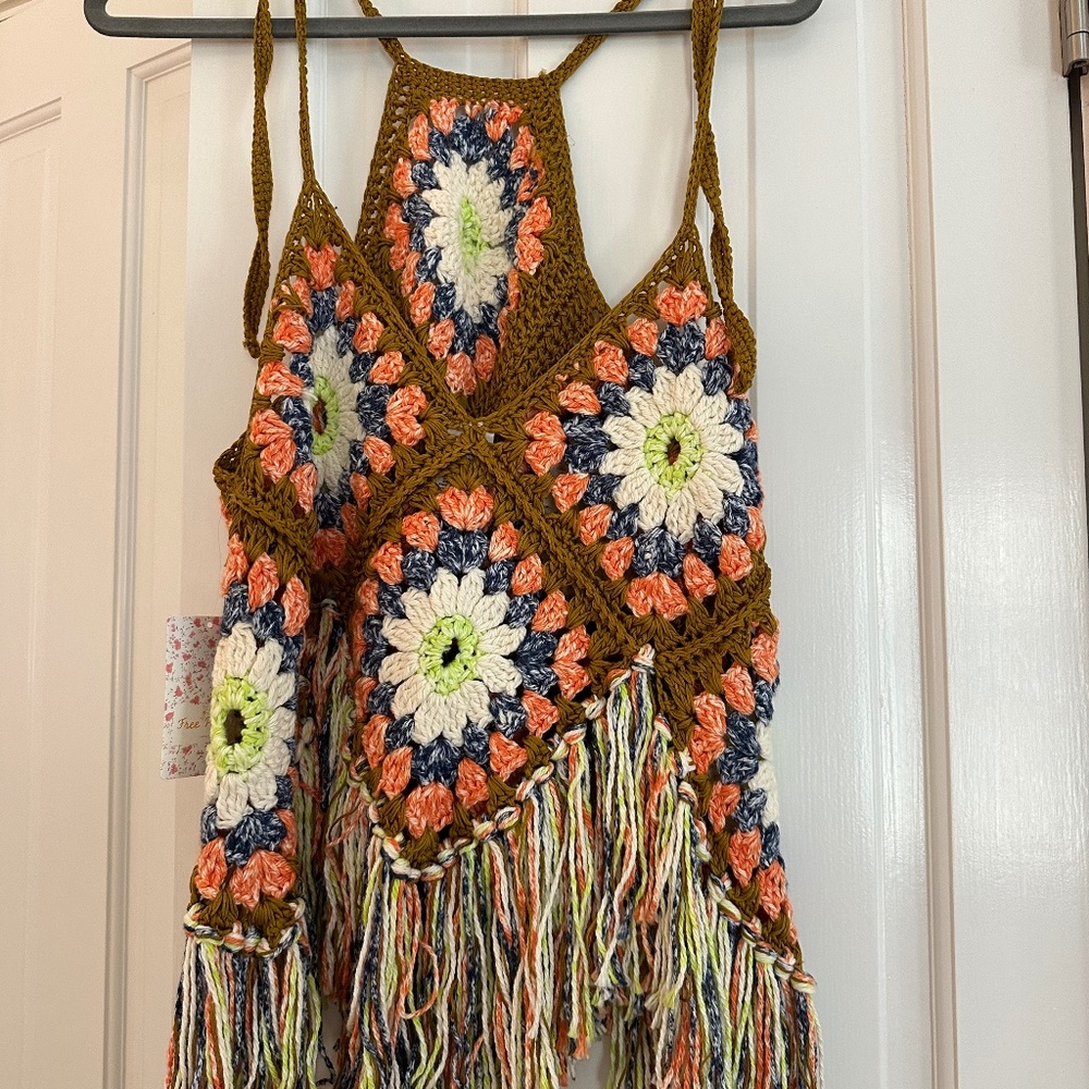 Free People Summer Of Love Crochet Knit Halter